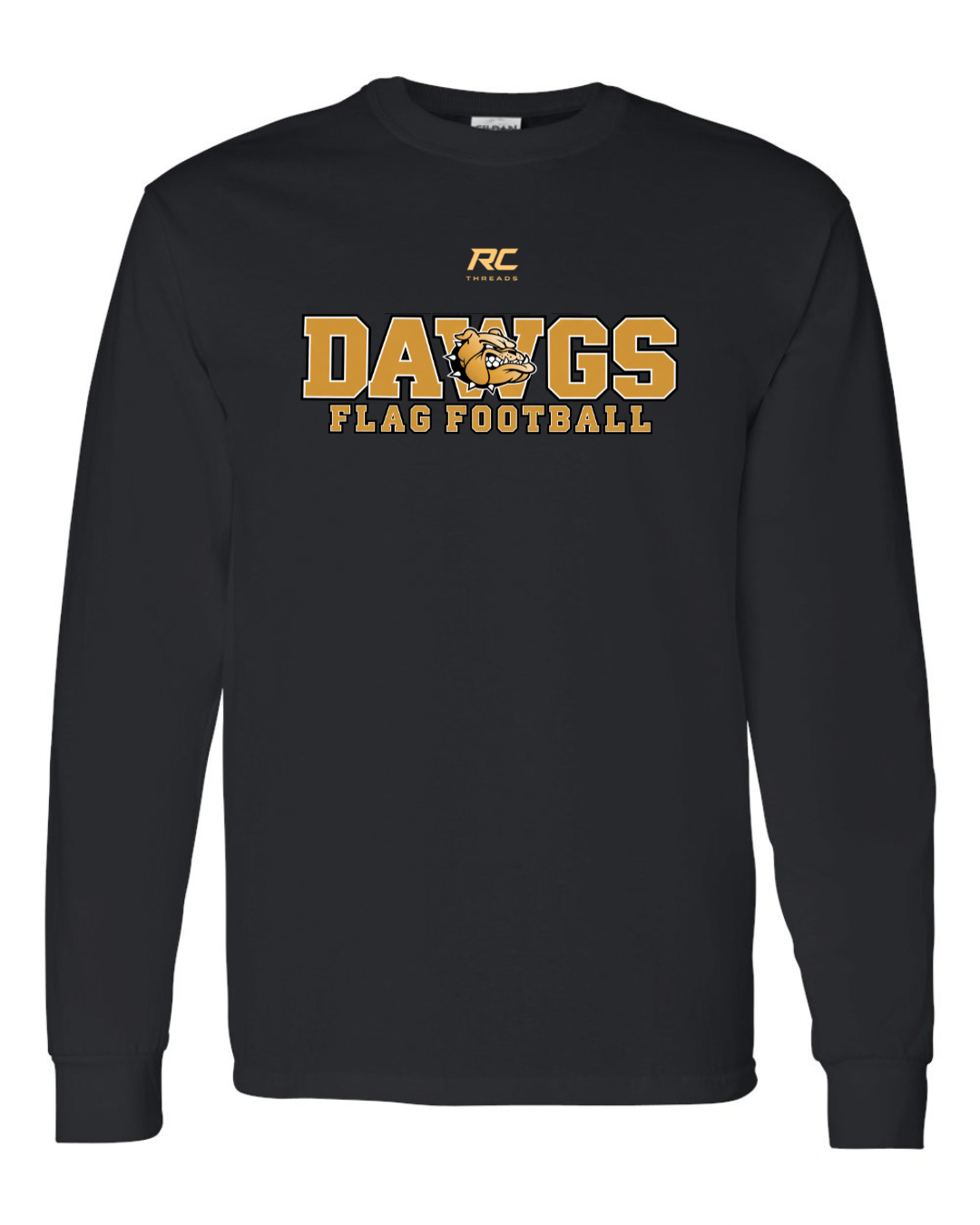 "Bulldawgs Flag Football" Long Sleeve Cotton T Shirt