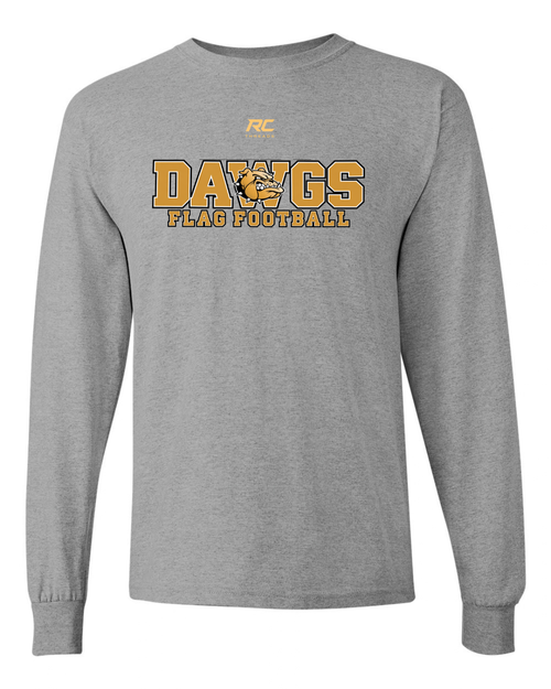 "Bulldawgs Flag Football" Long Sleeve Cotton T Shirt